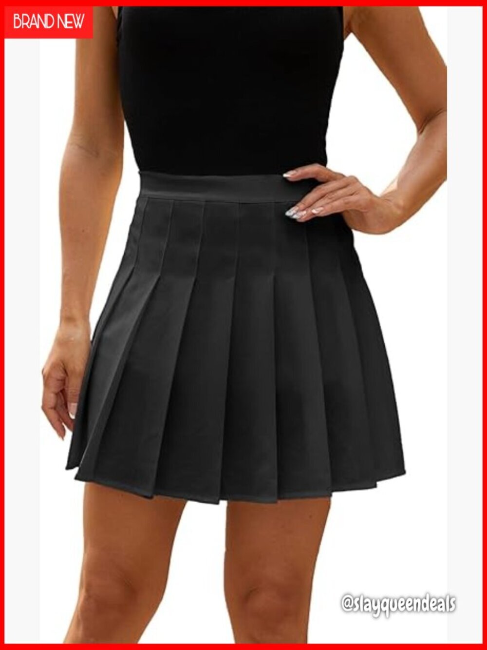 Pleated Tennis Skirt with Built-in Shorts, High Waist, Stretchy Fabric